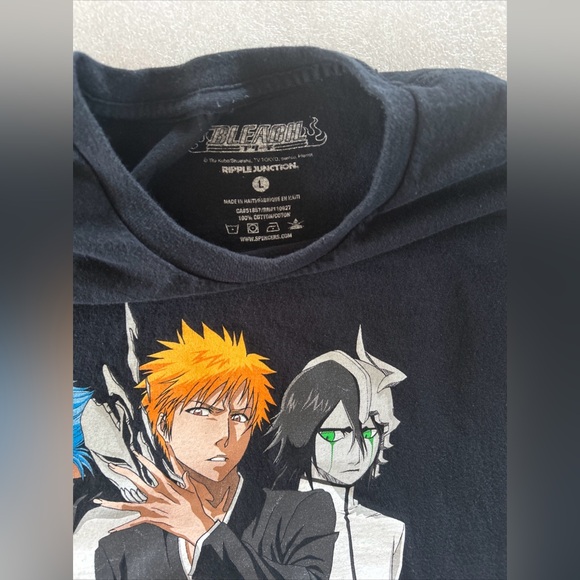 Bleach-Shonen Jump-Mens Shirt-Large-Black-Ripple Junction-TV Tokyo T Shirt-Anime - Picture 2 of 11